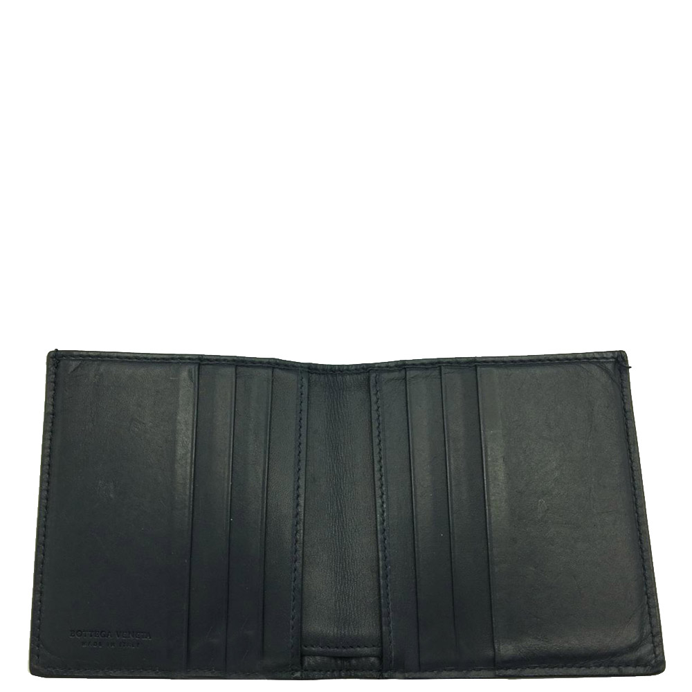 

Bottega Veneta Blue Leather Intrecciato Wallet, Navy blue