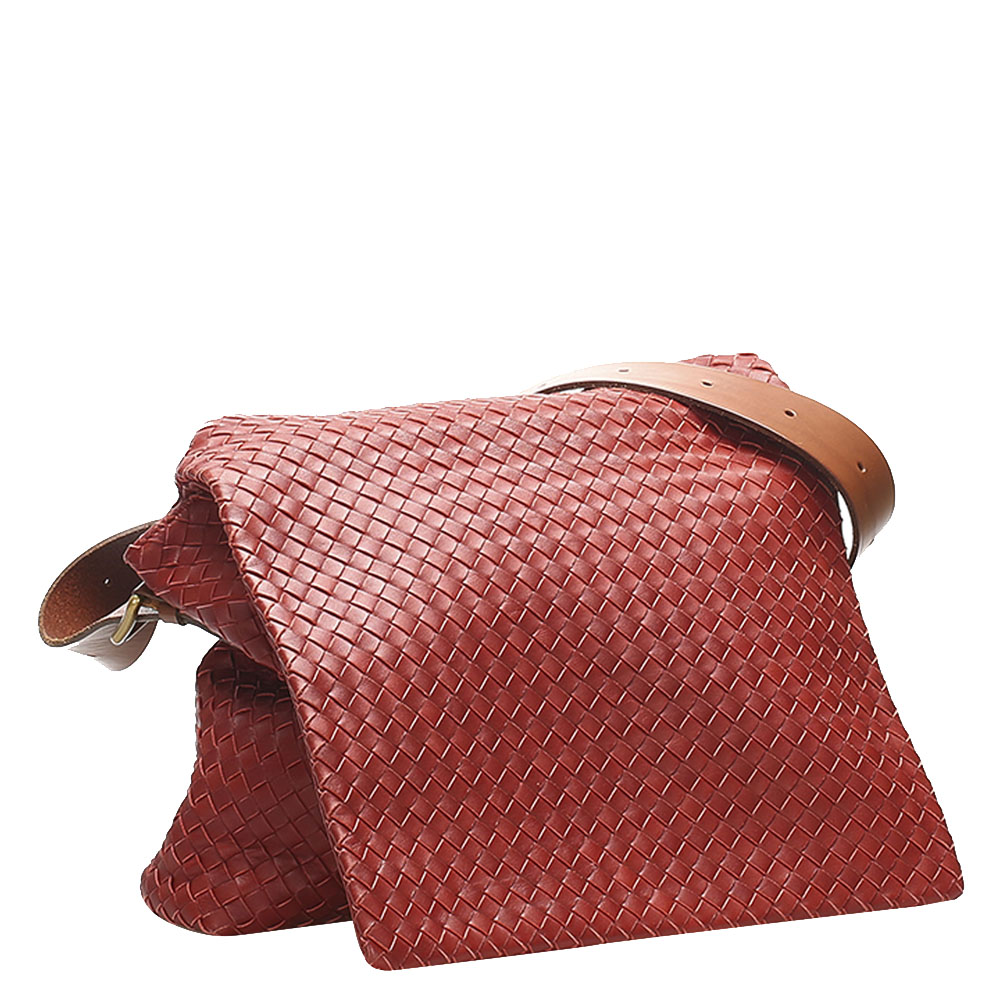 

Bottega Veneta Bordeaux Leather Intrecciato Shoulder Bag, Red