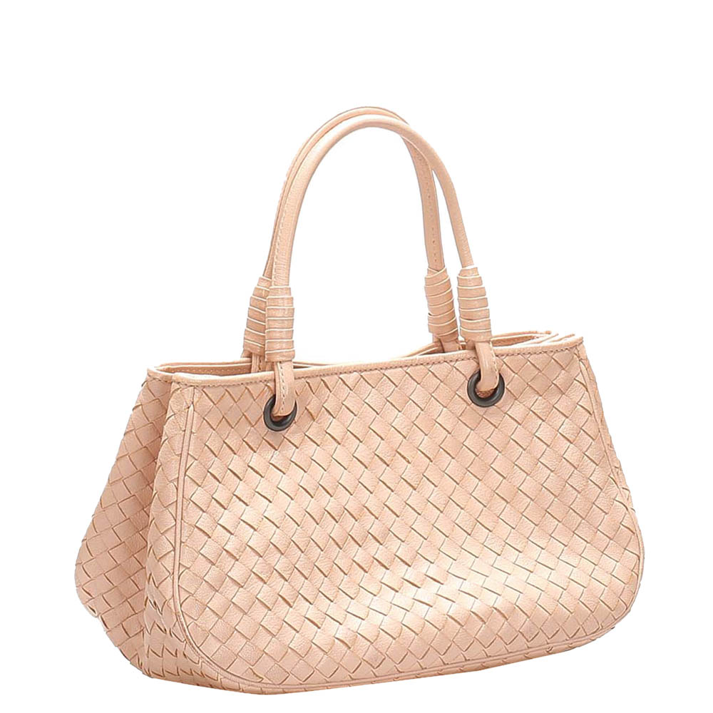 

Bottega Veneta Pink Leather Intrecciato Tote Bag