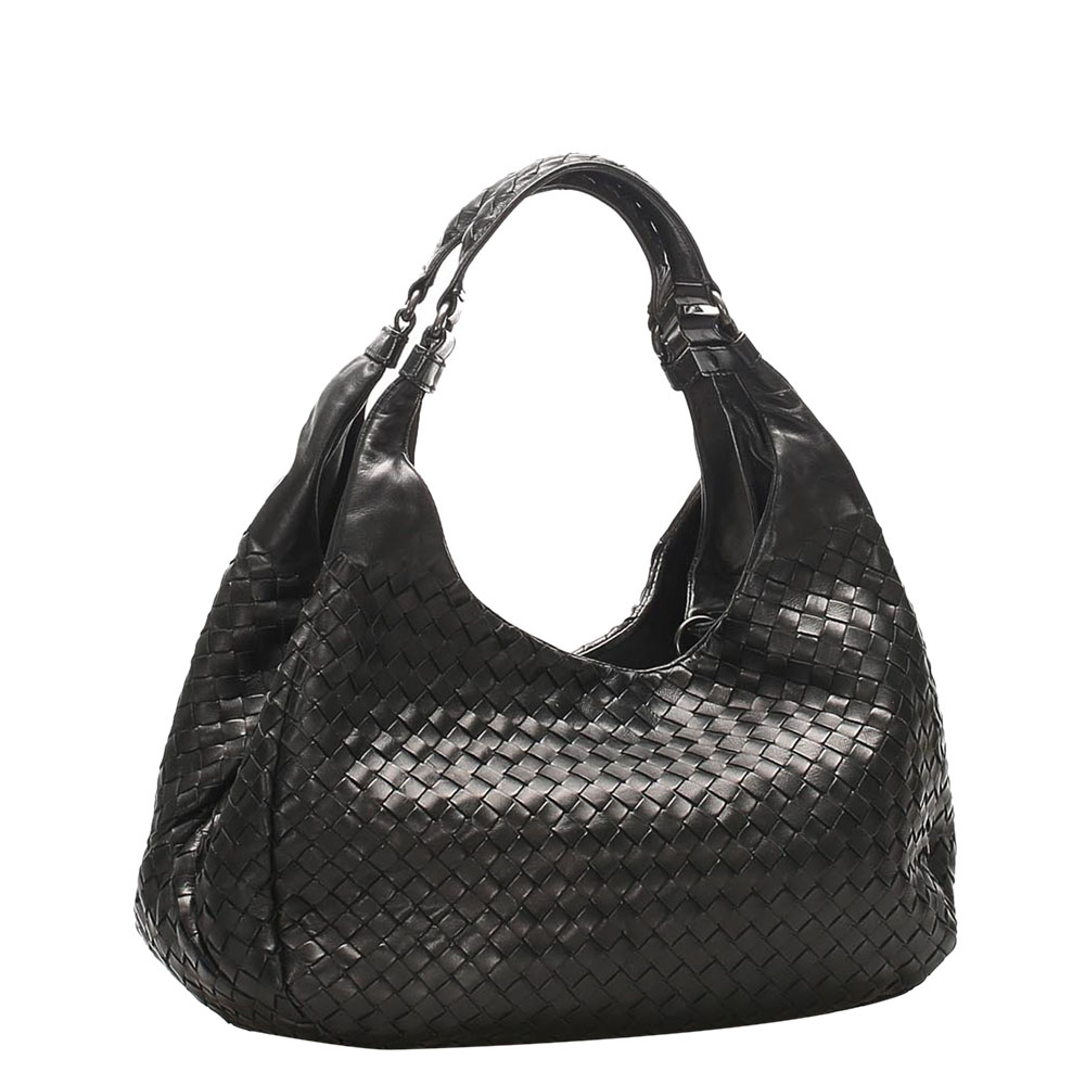 

Bottega Veneta Black Leather Campana Hobo Bag