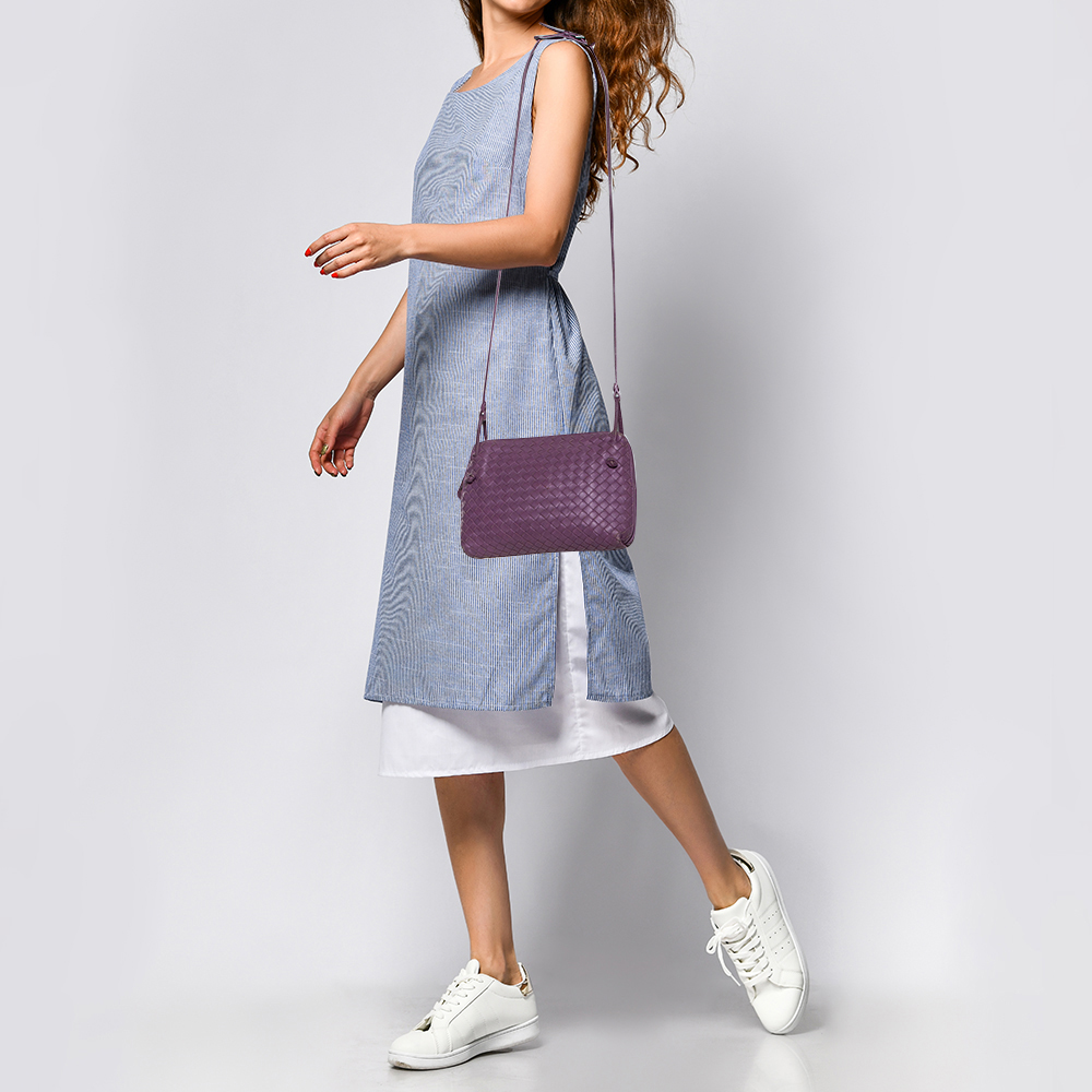 

Bottega Veneta Purple Intrecciato Leather Nodini Crossbody Bag