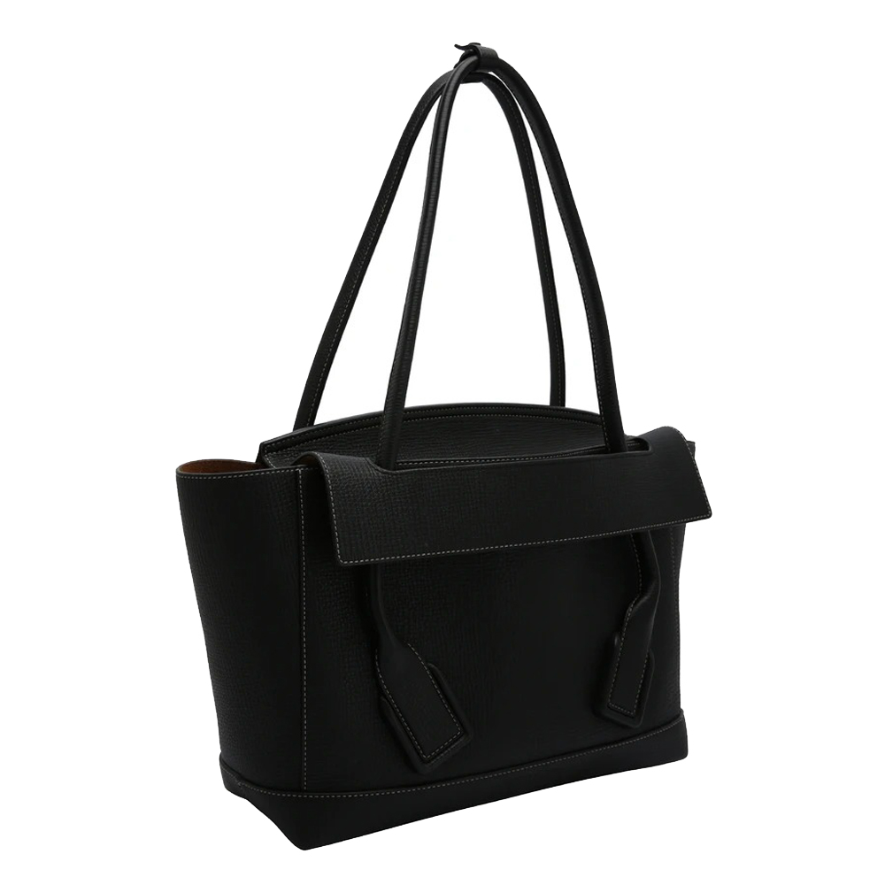 

Bottega Veneta Black Grainy Calfskin Leather Medium Arco Plaster Bag
