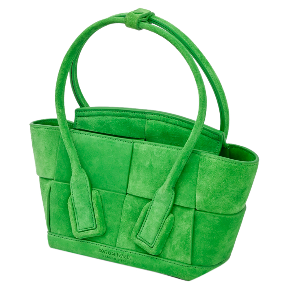 

Bottega Veneta Green Suede Acro Tote Bag