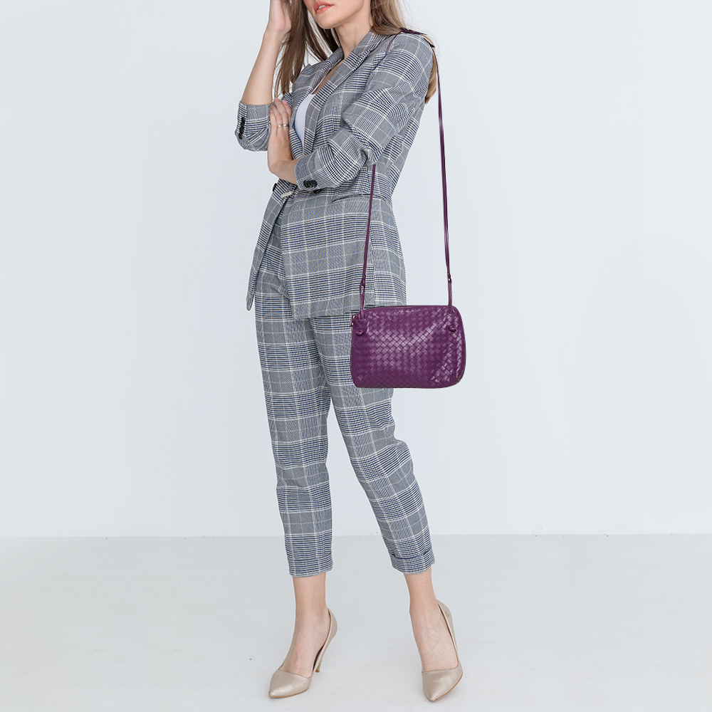 

Bottega Veneta Purple Intrecciato Leather Nodini Crossbody Bag