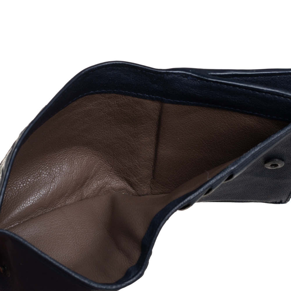 

Bottega Veneta Navy Blue Intrecciato Leather Wallet