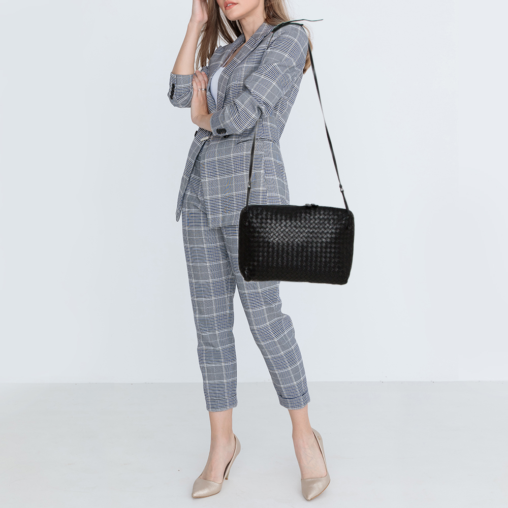 

Bottega Veneta Black Intrecciato Leather Large Nodini Crossbody Bag