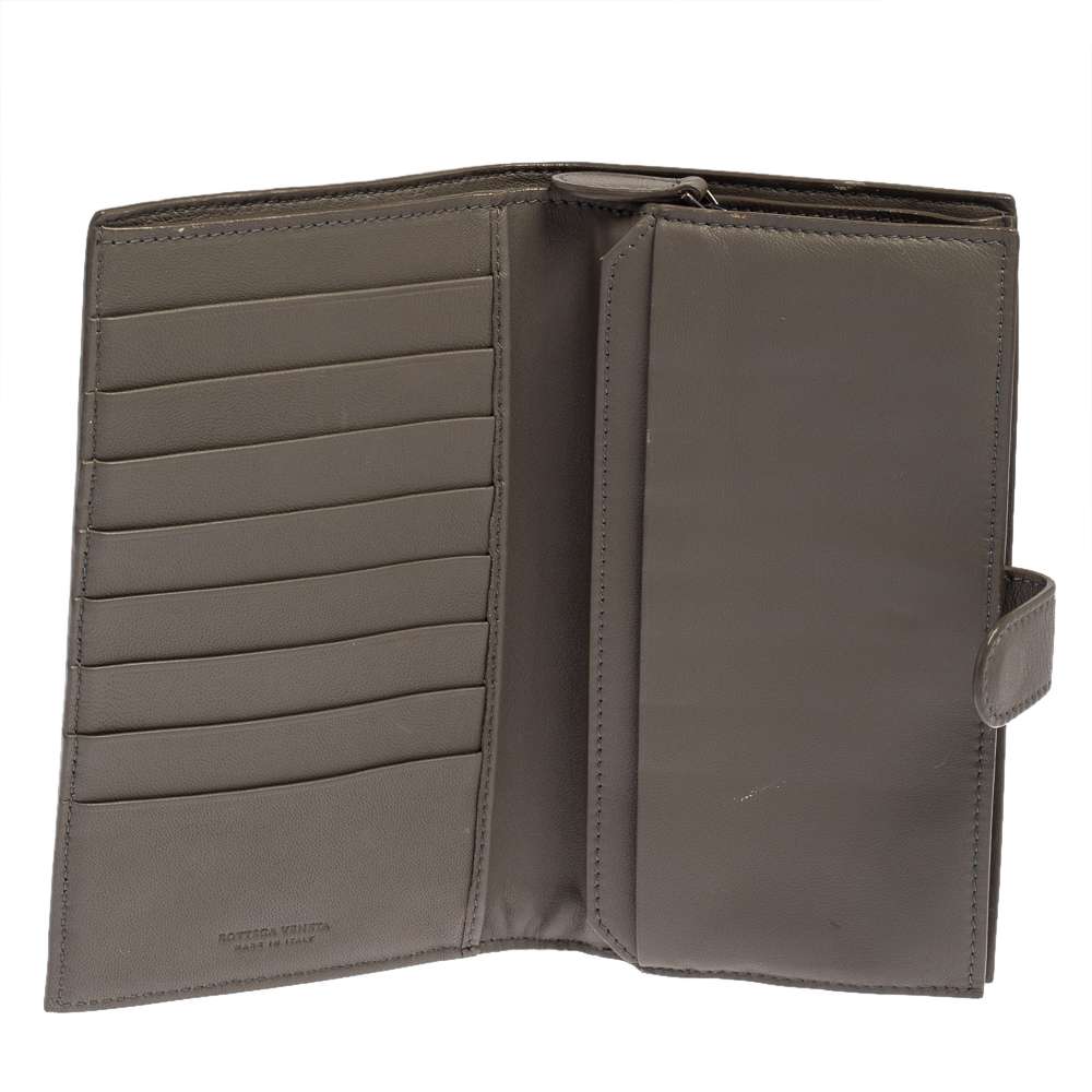 

Bottega Veneta Grey Intrecciato Leather Long Wallet