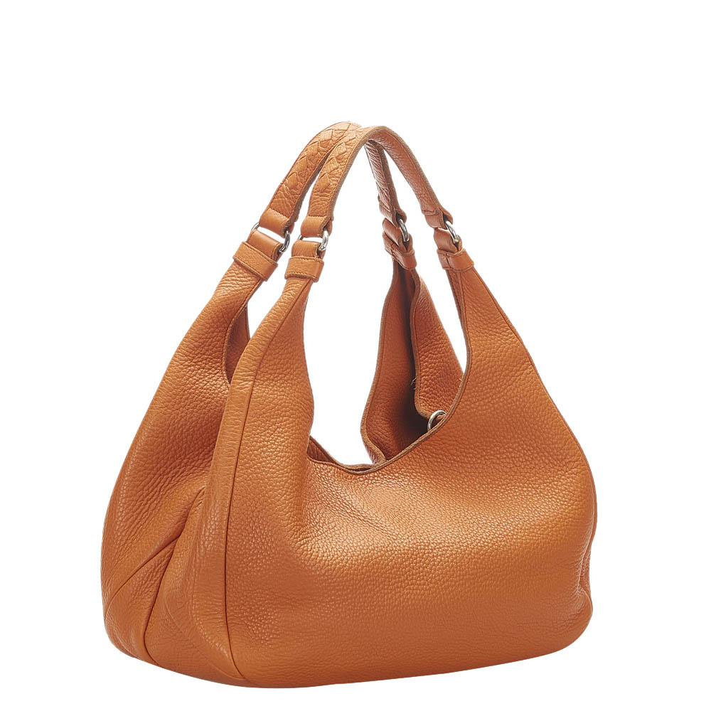 

Bottega Veneta Orange Leather Campana Hobo Bag