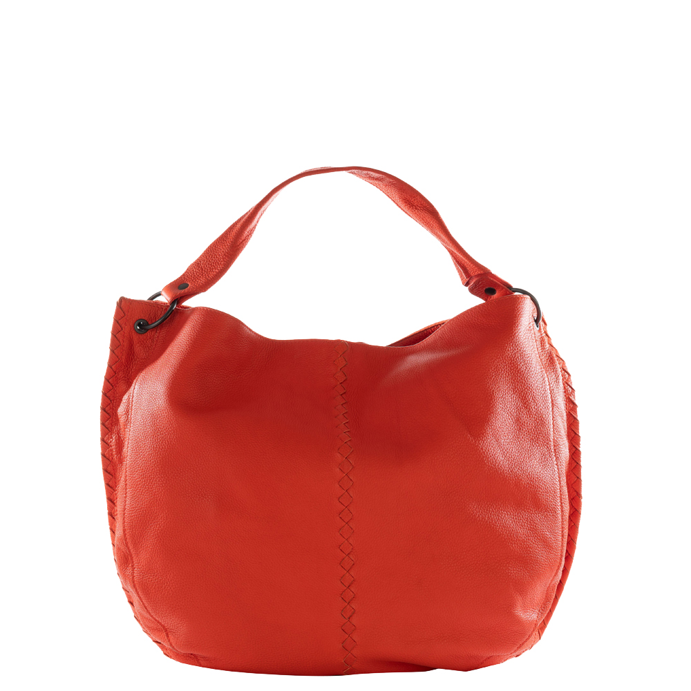 

Bottega Veneta Orange Grained Leather Shoulder Bag