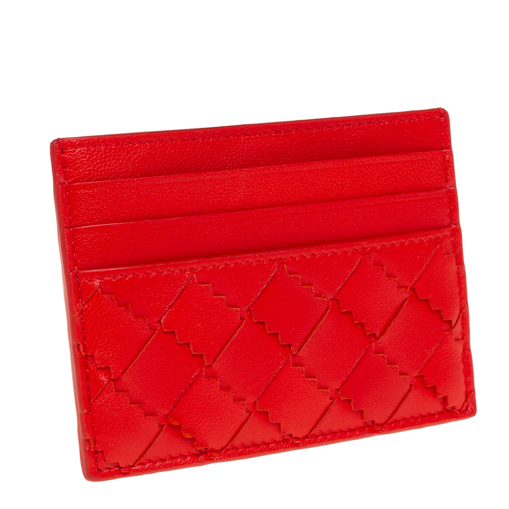 

Bottega Veneta Red Intrecciato Leather Card Holder