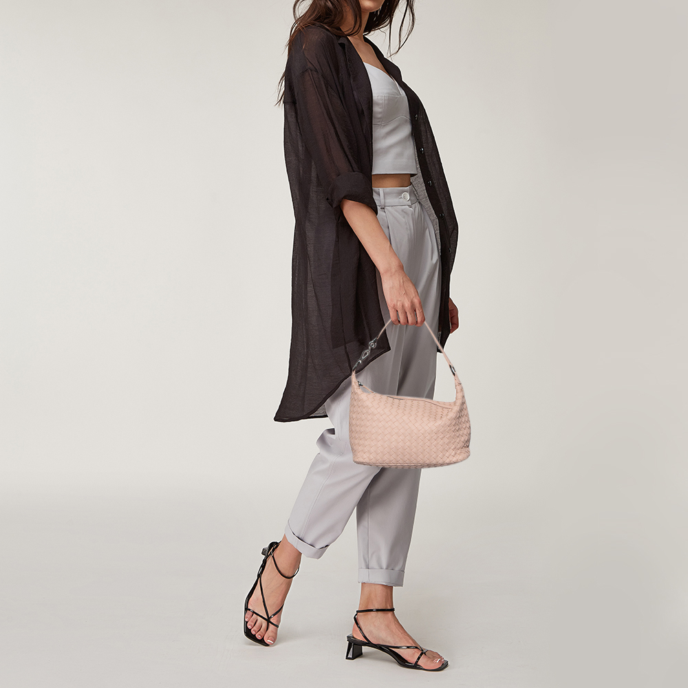 

Bottega Veneta Pink Intrecciato Leather Small Shoulder Bag