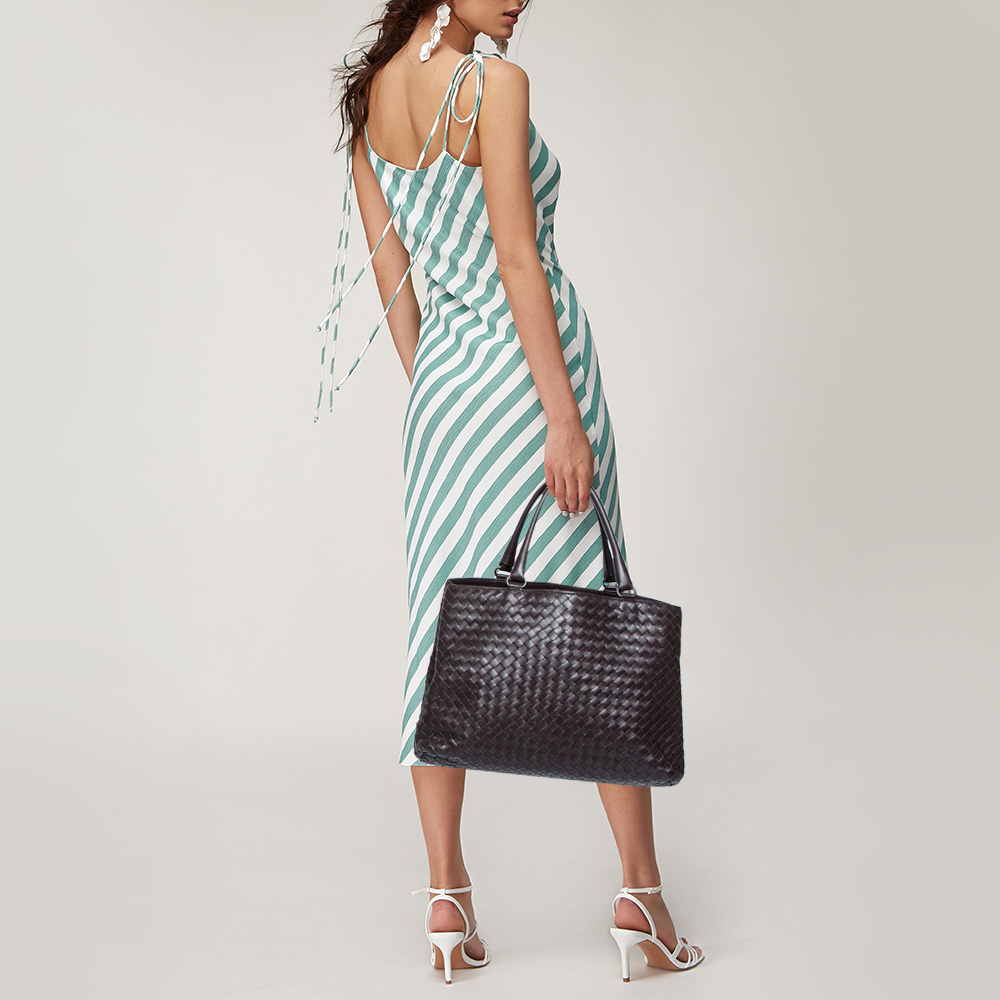 

Bottega Veneta Dark Brown Intrecciato Leather Tote