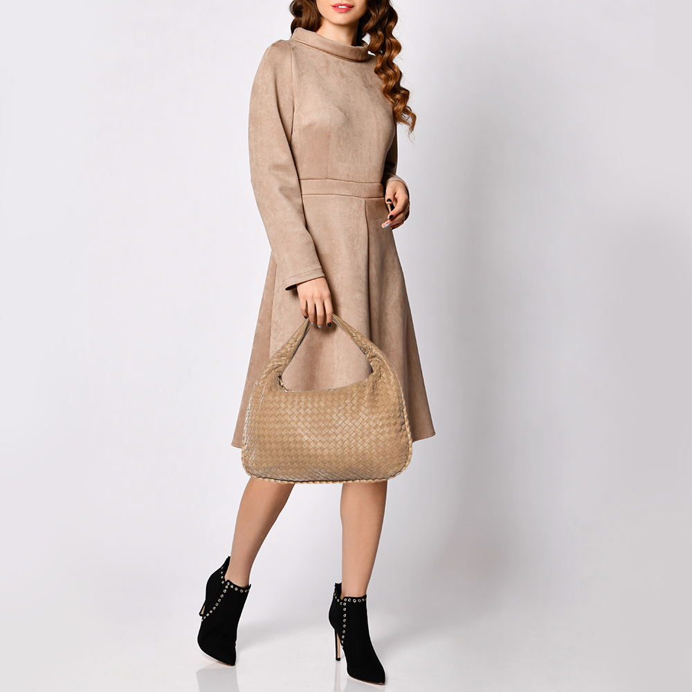 

Bottega Veneta Beige Intrecciato Leather Veneta Hobo