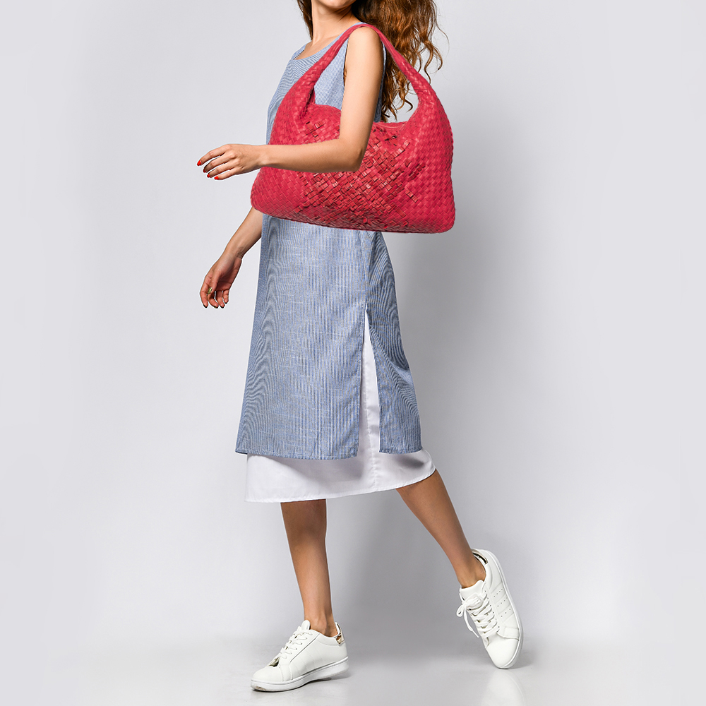 

Bottega Veneta Red Intrecciato Leather Large Veneta Hobo