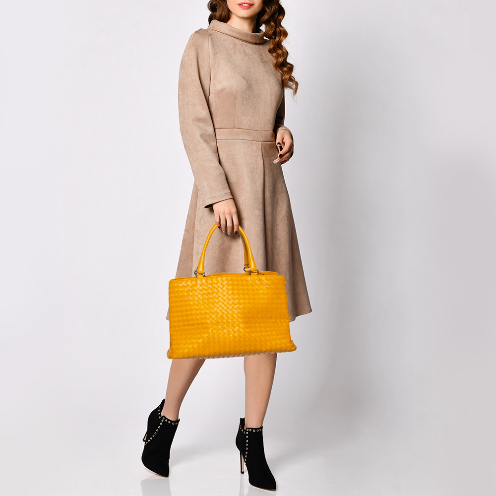 

Bottega Veneta Mustard Intrecciato Leather Tote, Yellow