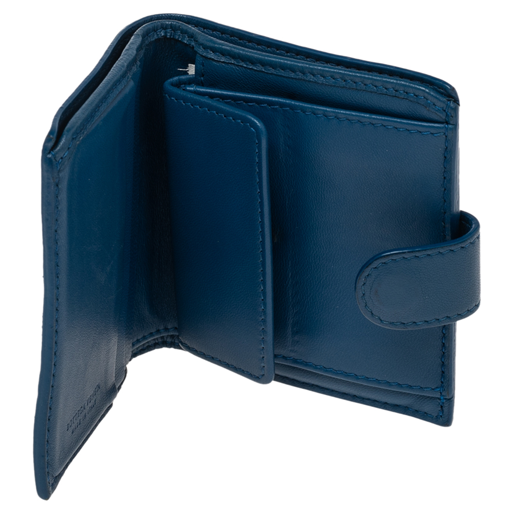 

Bottega Veneta Blue Intrecciato Leather French Wallet