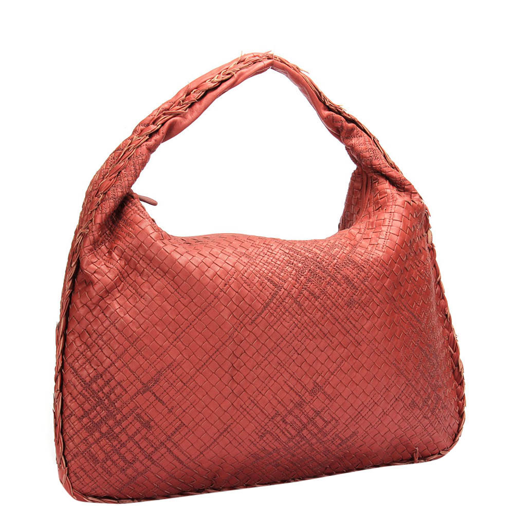 

Bottega Veneta Brown Leather Intrecciato Stitched Veneta  Hobo Bag