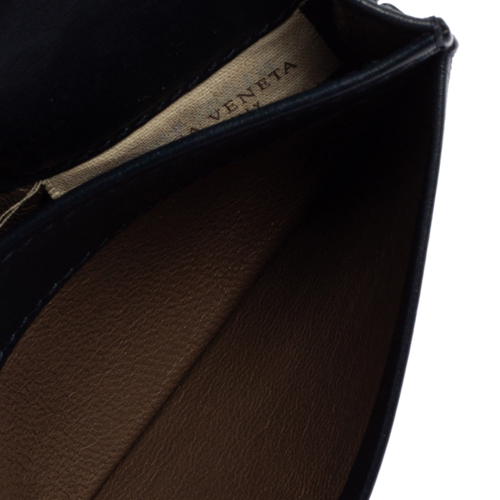 

Bottega Veneta Navy Blue Intrecciato Leather Business Card Holder