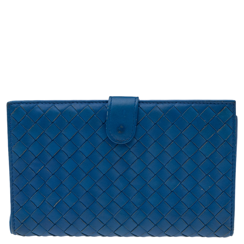 

Bottega Veneta Blue Intrecciato Leather Continental Wallet