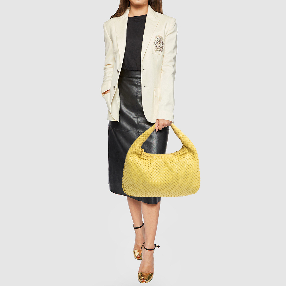

Bottega Veneta Yellow Intrecciato Leather Small Veneta Hobo