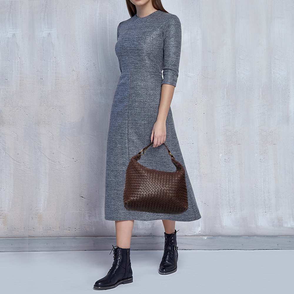 

Bottega Veneta Brown Intrecciato Leather Medium New Ball Hobo