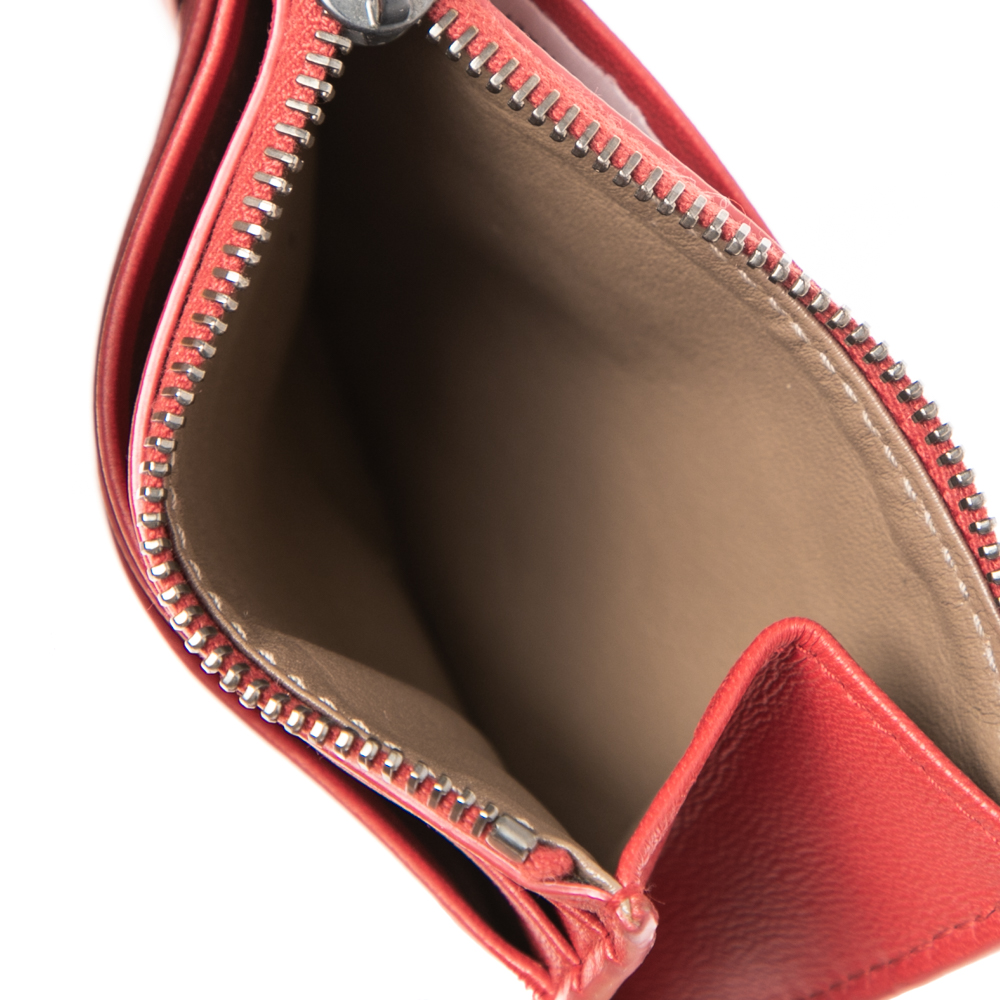 

Bottega Veneta Red Intrecciato Leather Zip Card Holder