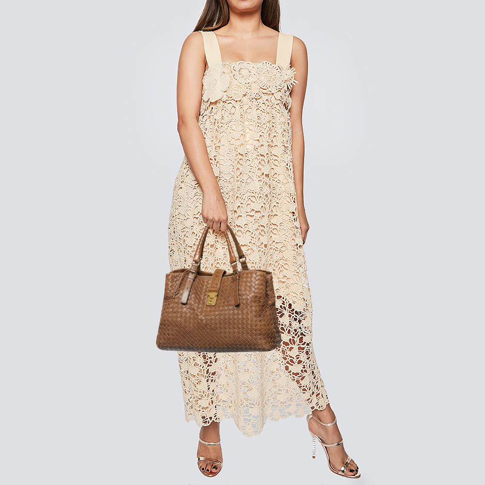 

Bottega Veneta Brown Intrecciato Leather Large Roma Tote