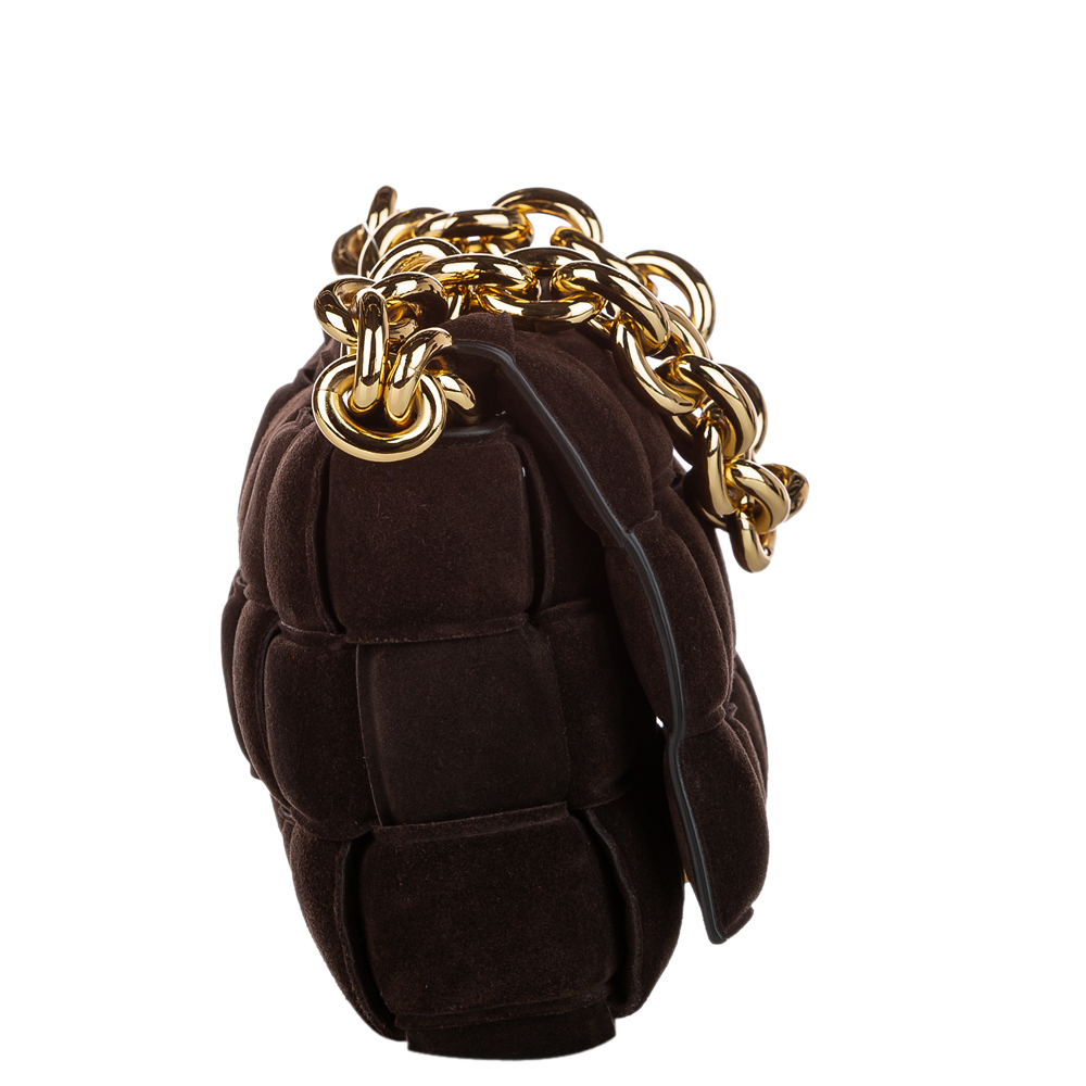 

Bottega Veneta Brown Suede Chain Cassette Shoulder Bag