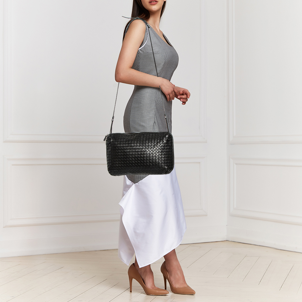 

Bottega Veneta Black Intrecciato Leather Large Nodini Crossbody Bag