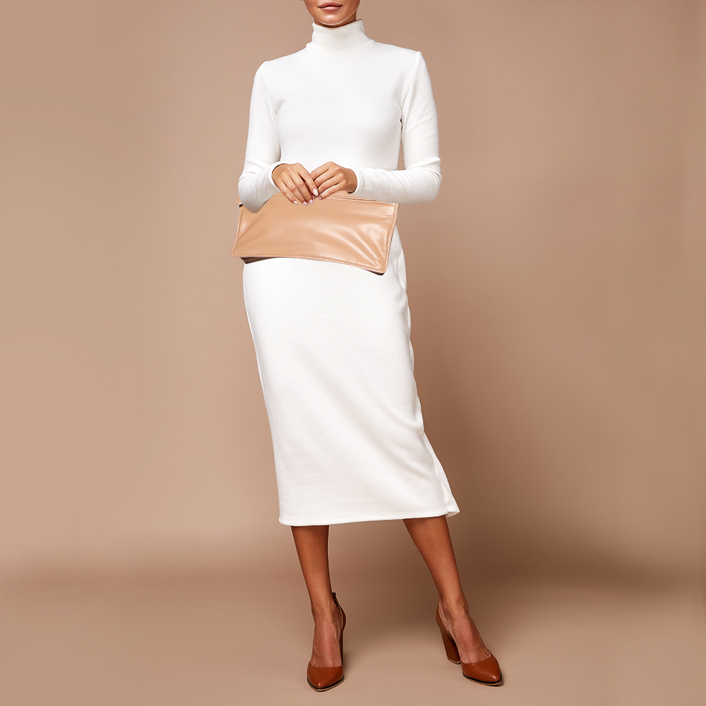 

Bottega Veneta Beige Leather Oversized Clutch