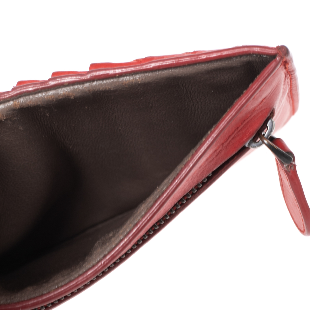 

Bottega Veneta Red Intrecciato Leather Zip Card Holder