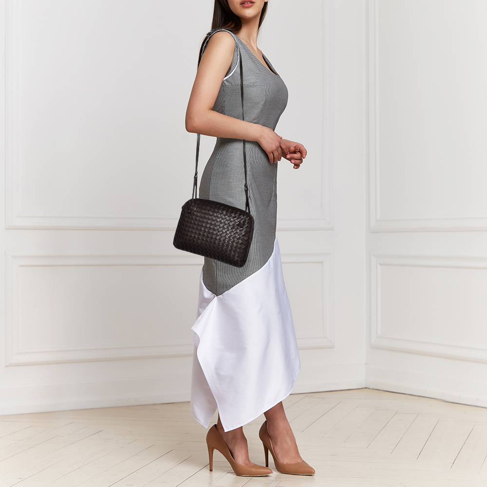 

Bottega Veneta Brown Intrecciato Leather Nodini Crossbody Bag