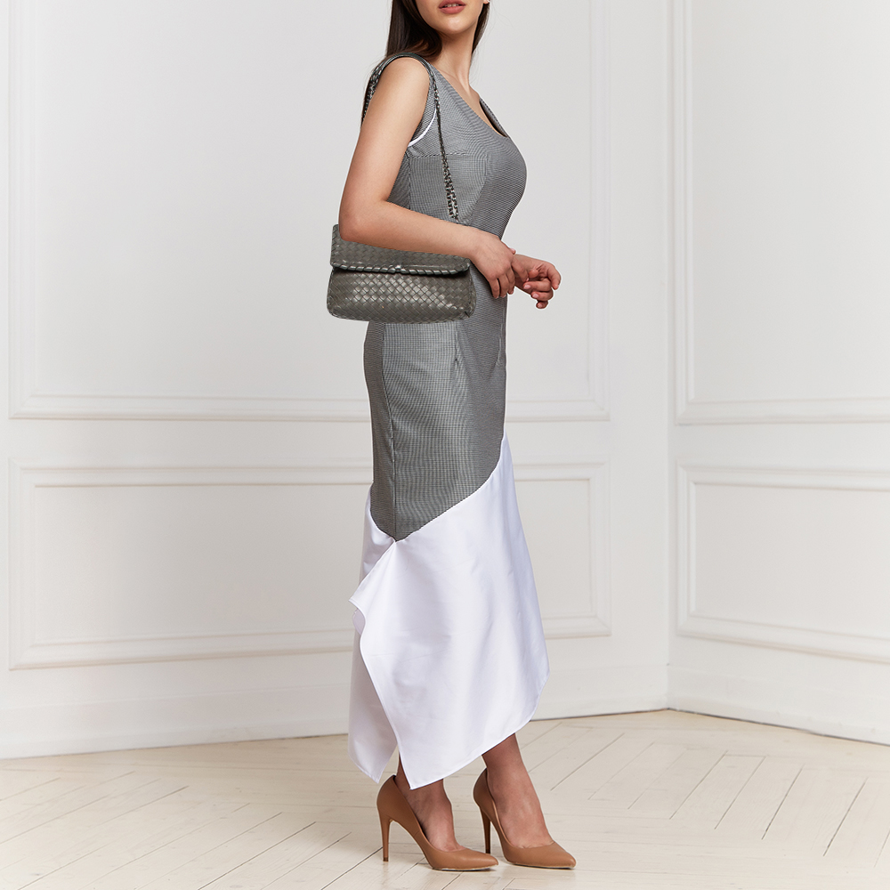 

Bottega Veneta Grey Intrecciato Leather Small Olimpia Shoulder Bag