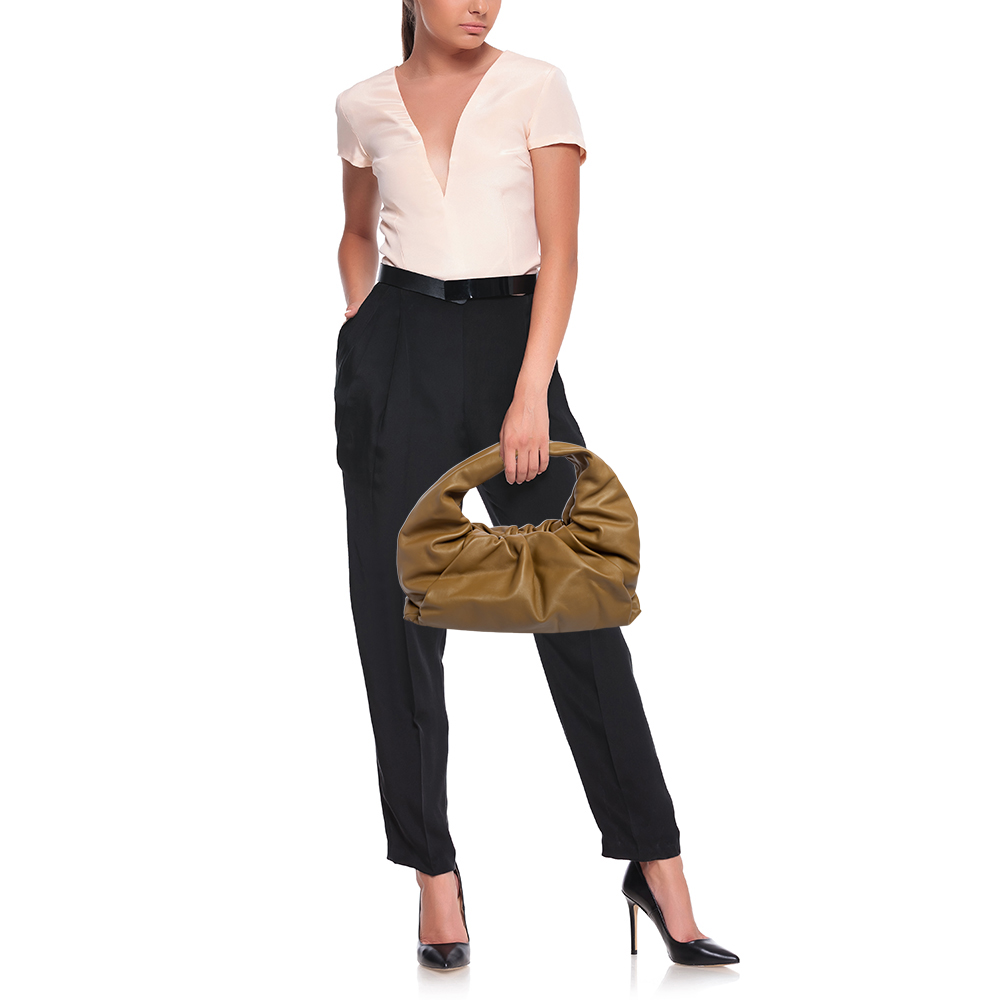 

Bottega Veneta Camel Brown Leather Medium The Shoulder Pouch Bag