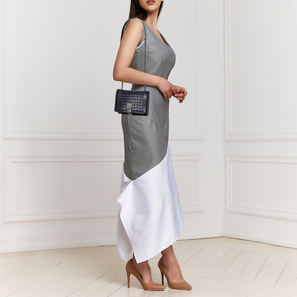

Bottega Veneta Dark Blue Intrecciato Leather Mini Runaway Shoulder Bag