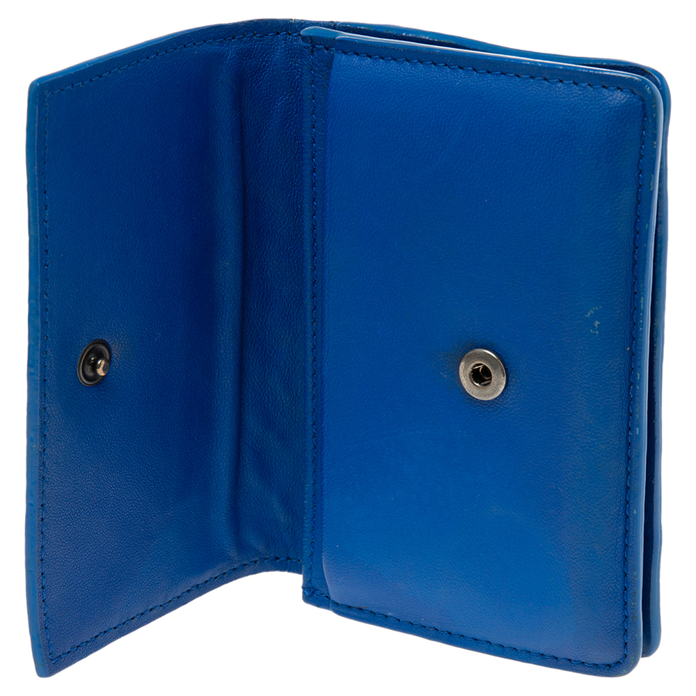 

Bottega Veneta Blue Intrecciato Leather Flap Card Holder