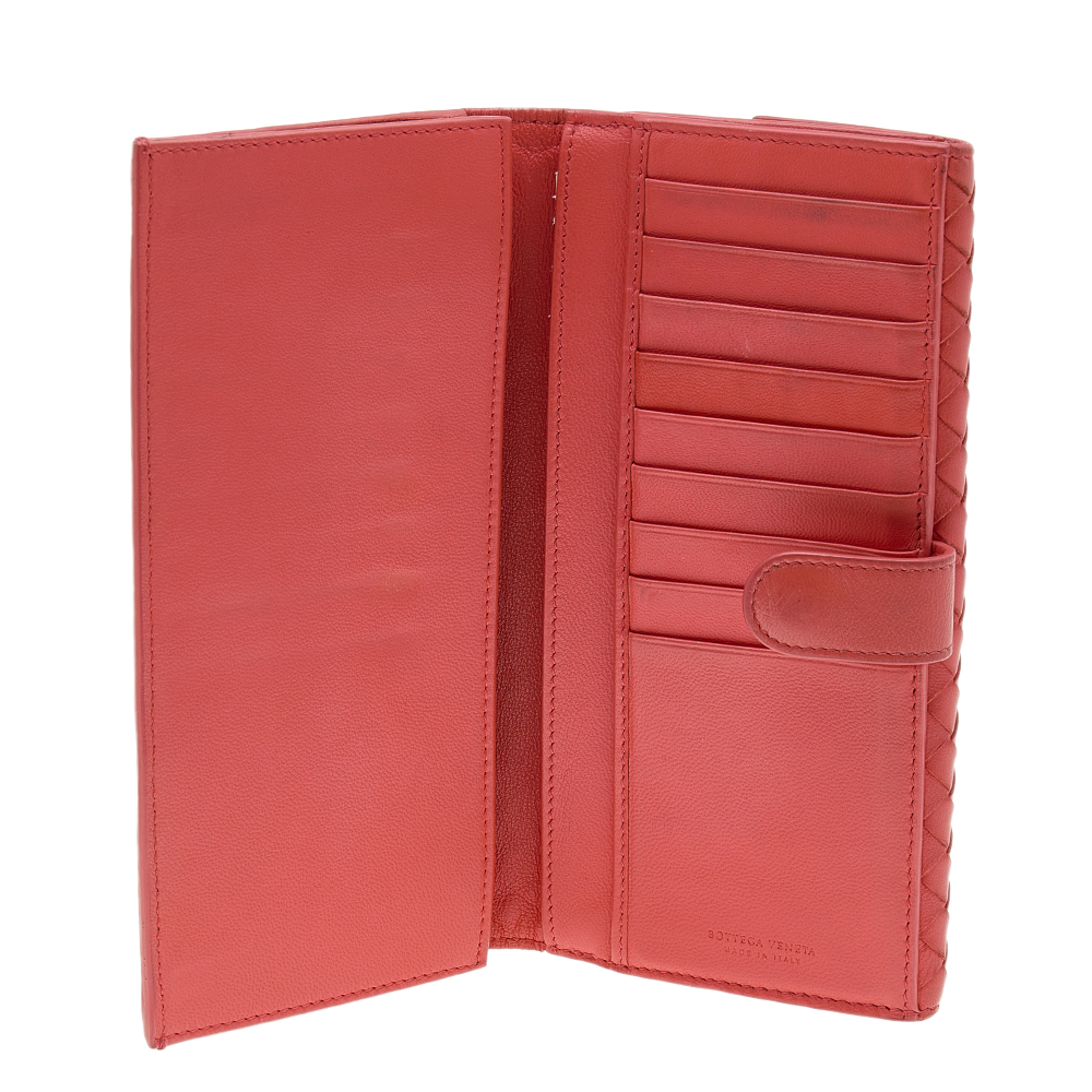 

Bottega Veneta Orange Intrecciato Leather Wallet