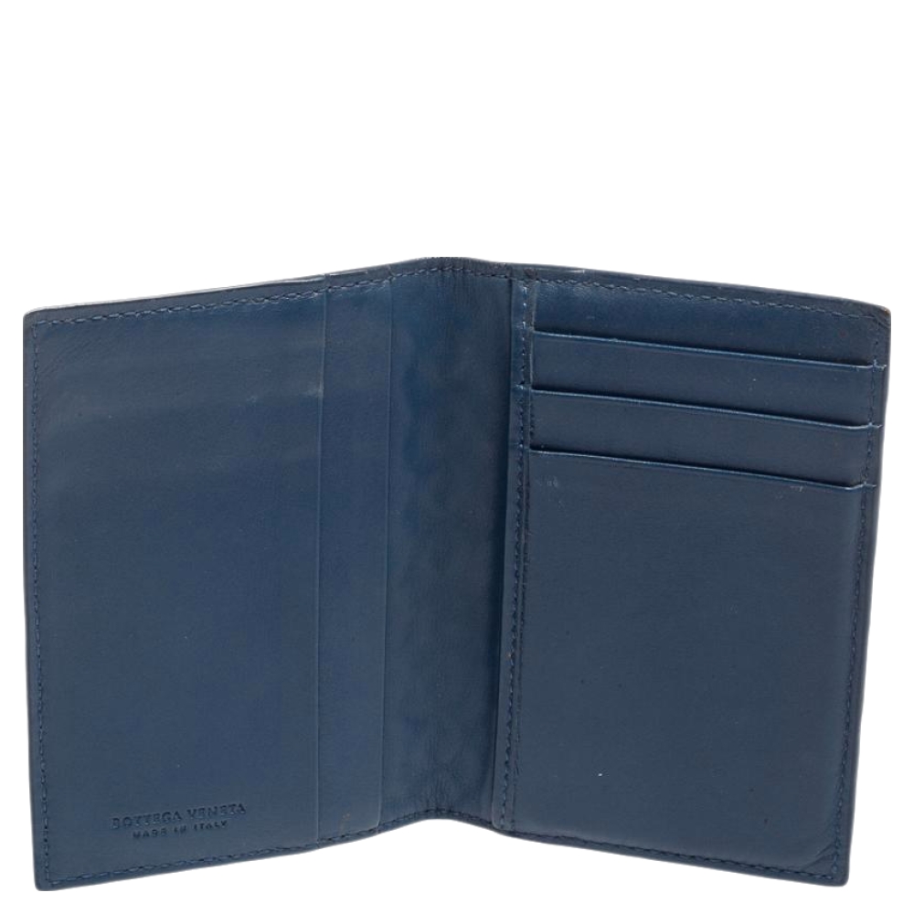 

Bottega Veneta Blue Intrecciato Leather Bifold Card Case