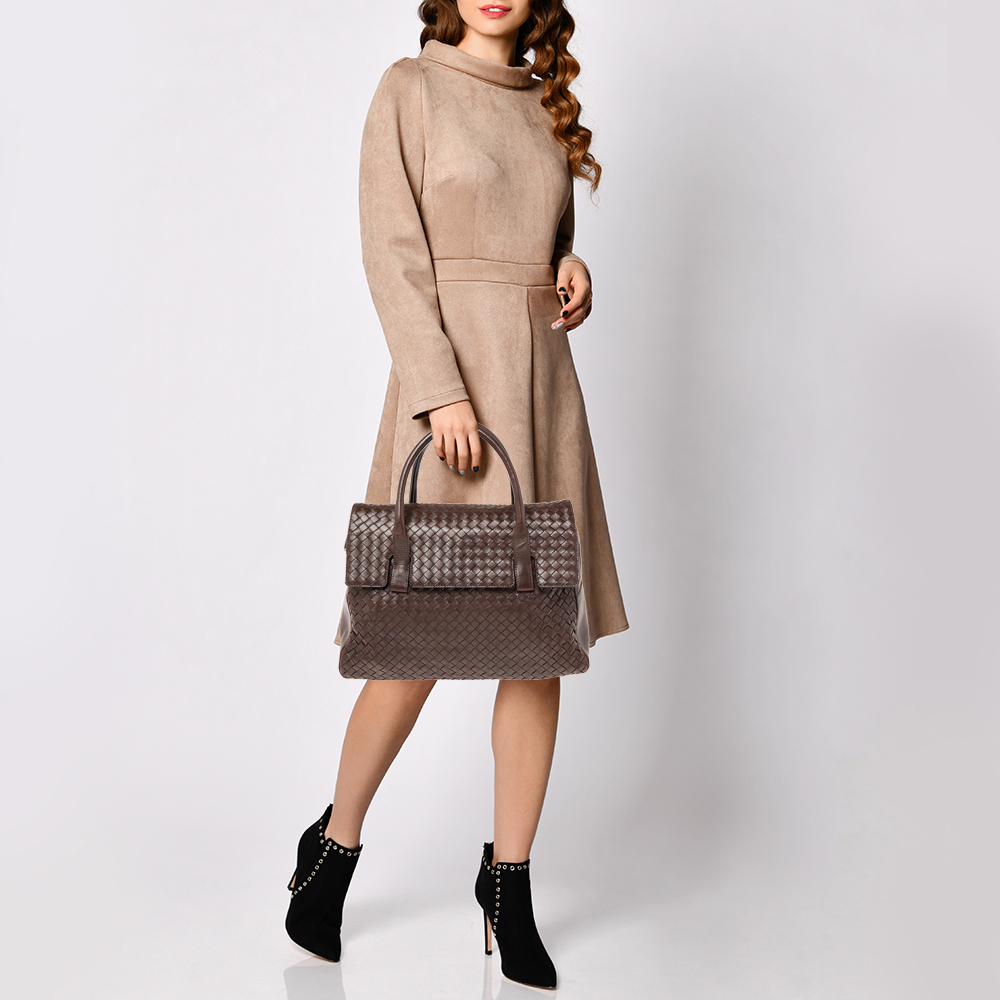 

Bottega Veneta Brown Intrecciato Leather Flap Tote