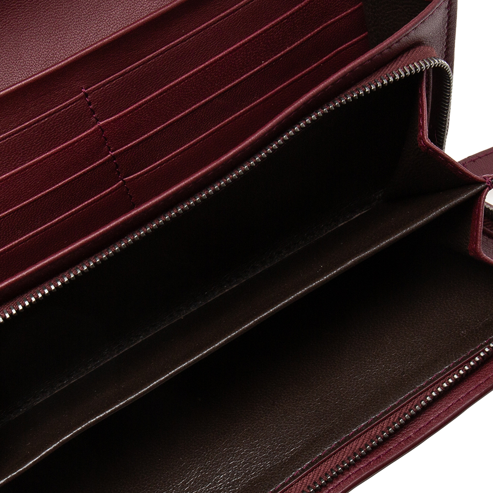 

Bottega Veneta Burgundy Intrecciato Leather Flap Continental Wallet