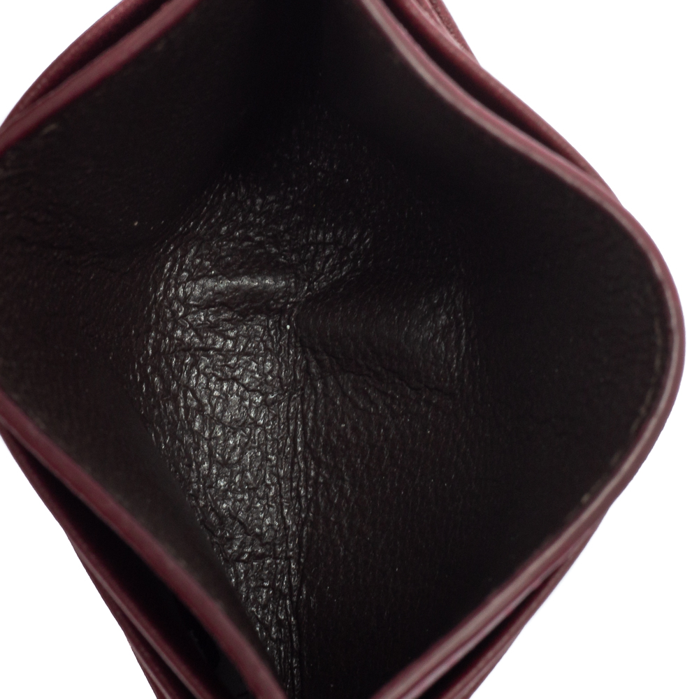 

Bottega Veneta Burgundy Intrecciato Leather Card Holder