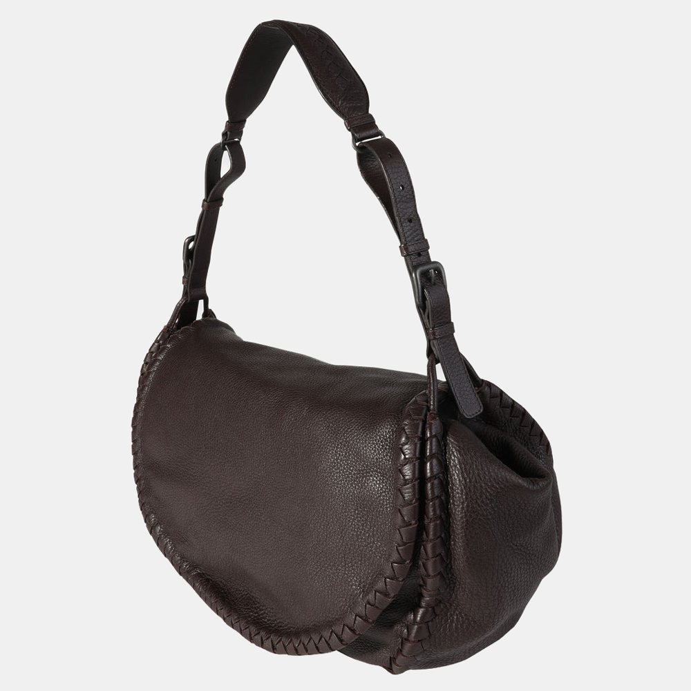 

Bottega Veneta Brown Leather Intrecciato Trim Flap Shoulder Bag