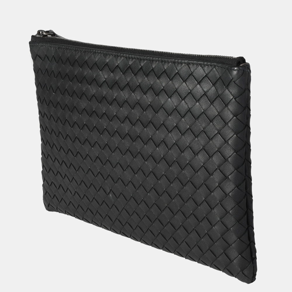 

Bottega Veneta Black Intrecciato Leather Pouch Clutch Bag