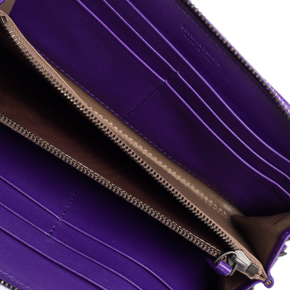 

Bottega Veneta Purple Intrecciato Leather Zip Around Wallet