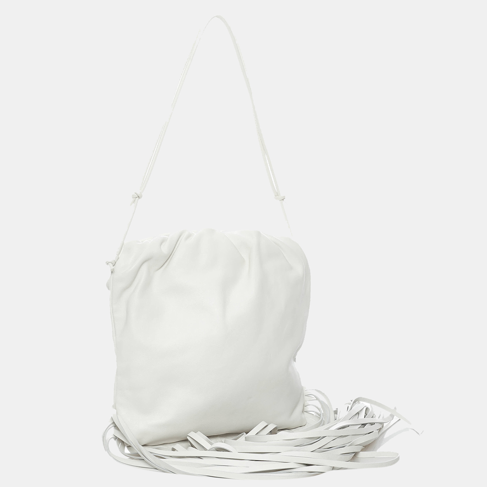 

Bottega Veneta White The Fringe Pouch Leather Shoulder Bag