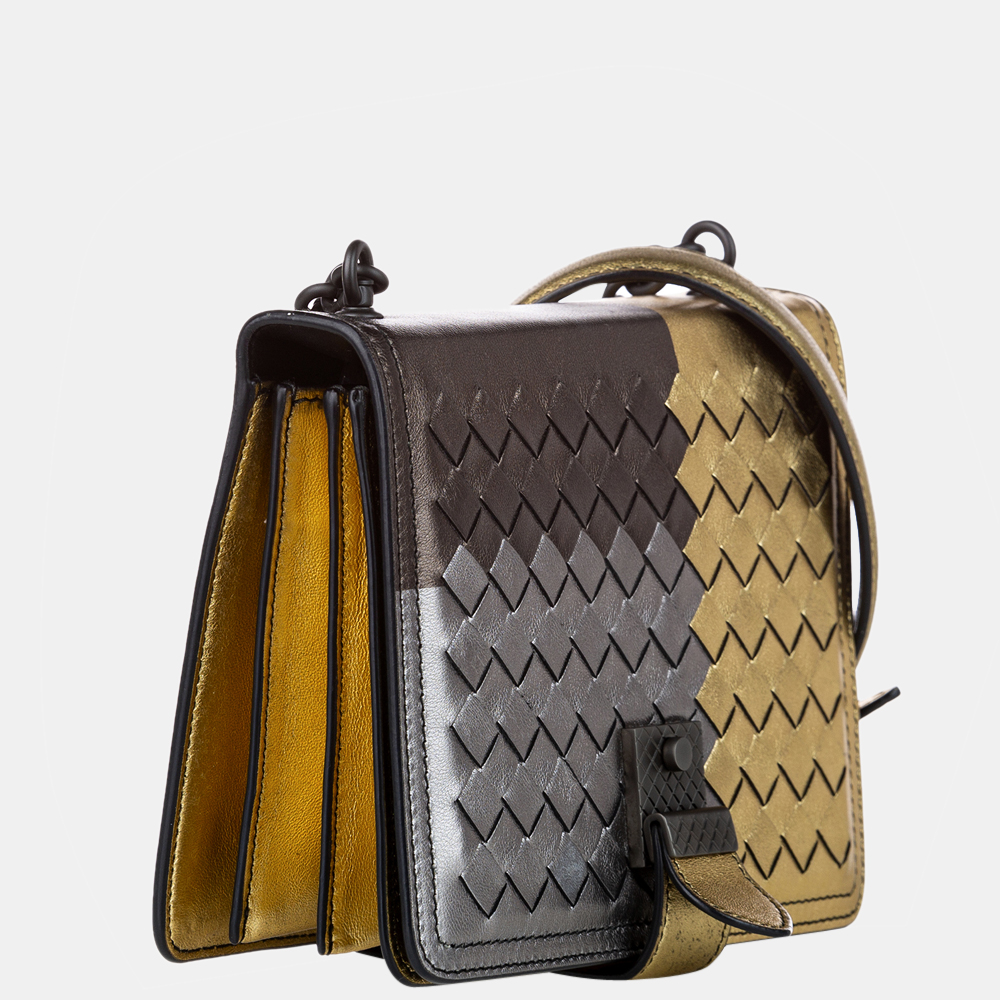 

Bottega Veneta Gold Intrecciato Leather Crossbody Bag, Black