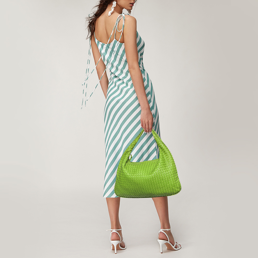 

Bottega Veneta Green Intrecciato Leather Large Veneta Hobo