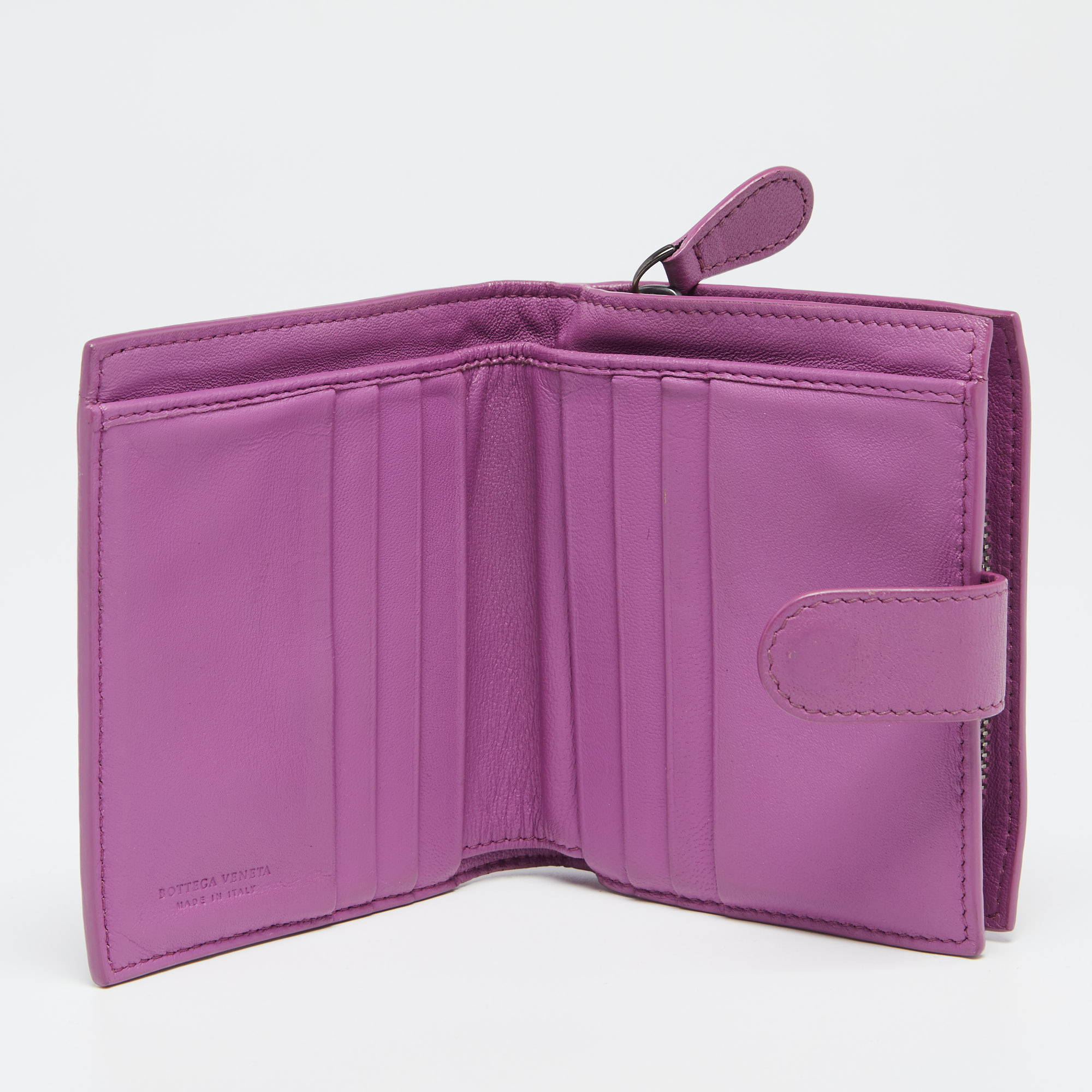 

Bottega Veneta Purple Intrecciato Leather French Compact Wallet
