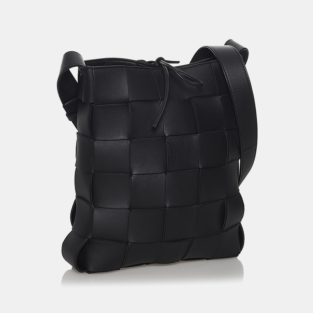 

Bottega Veneta Black Intrecciato Cassette Leather Crossbody Bag