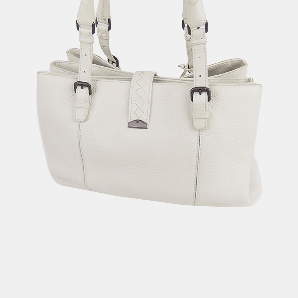 

Bottega Veneta White Intrecciato Roma Handbag